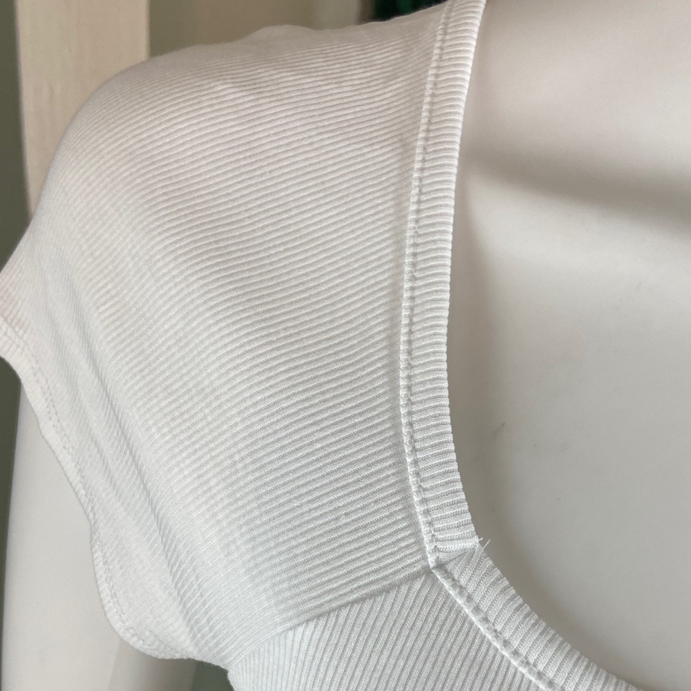 NWT new Madewell White Ribbed Short Sleeve Top shirt blouse - Picture 3 of 7